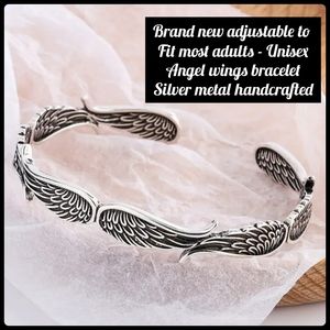 Silver metal angel wings bracelet adjustable angel wing wrap handcrafted new